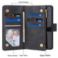 Wallet Case Compatible with iPhone 12/12 Pro (6.1 inch), Premium PU Leather Zipper Flip Folio Wallet with Wrist Strap Magnetic Closure Built - in Kickstand Protective Case - Black - Krosscanada