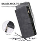 Wallet Case Compatible with iPhone 12/12 Pro (6.1 inch), Premium PU Leather Zipper Flip Folio Wallet with Wrist Strap Magnetic Closure Built - in Kickstand Protective Case - Black - Krosscanada
