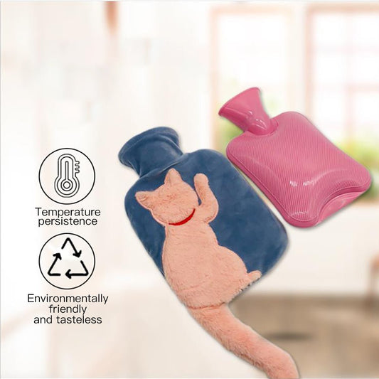 Water - filled PVC Imitation Rabbit Plush Cute Cat Hot Water Bottle - Krosscanada