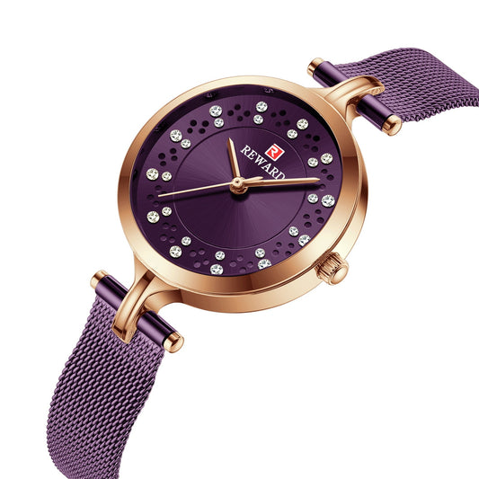 Waterproof Diamond Luxury Watch Mesh Band Quartz Gift Ladies Watch - Krosscanada
