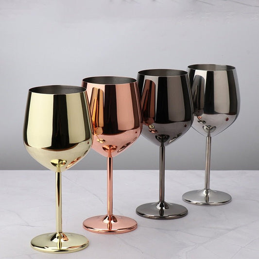 Wine Glasses 304 Stainless Steel Red Wine Goblets, 500ml Food Grade Juice Drink Goblet Shatterproof Party Barware Kitchen Tools - Krosscanada