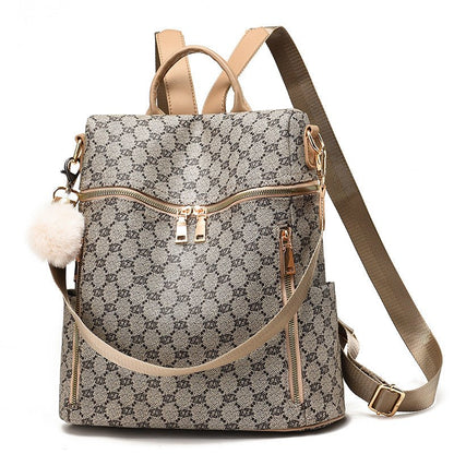 Women's Double Shoulder Traval Casual Backpack Fashion PU Leather Print Pattern Rucksack - Krosscanada