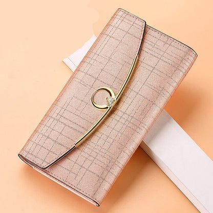 Women's Wallet Leather Tri - Fold Wallet Long Wallet Large Capacity Clutch - Krosscanada