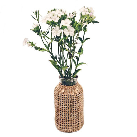 Xuxing Craft Straw Glass Dried Flower Vase - Krosscanada